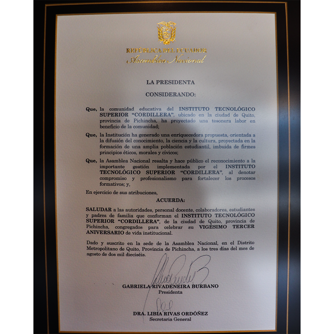 Reconocimiento por aniversario institucional