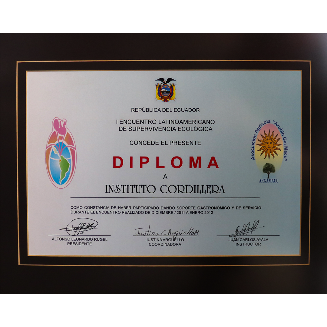 Diploma por participación en Encuentro Latinoamericano de Supervivencia Ecológica
